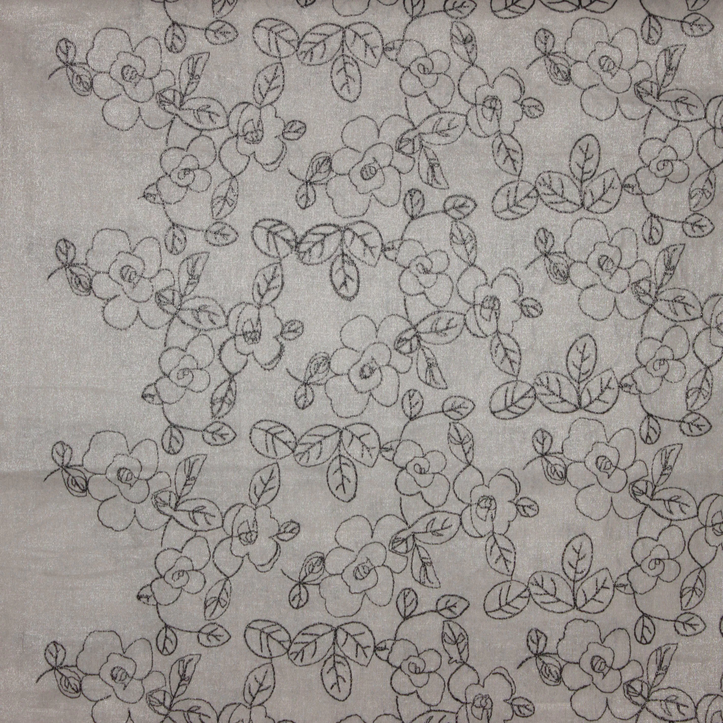 Linnen viscose bloemen geborduurd glinster
