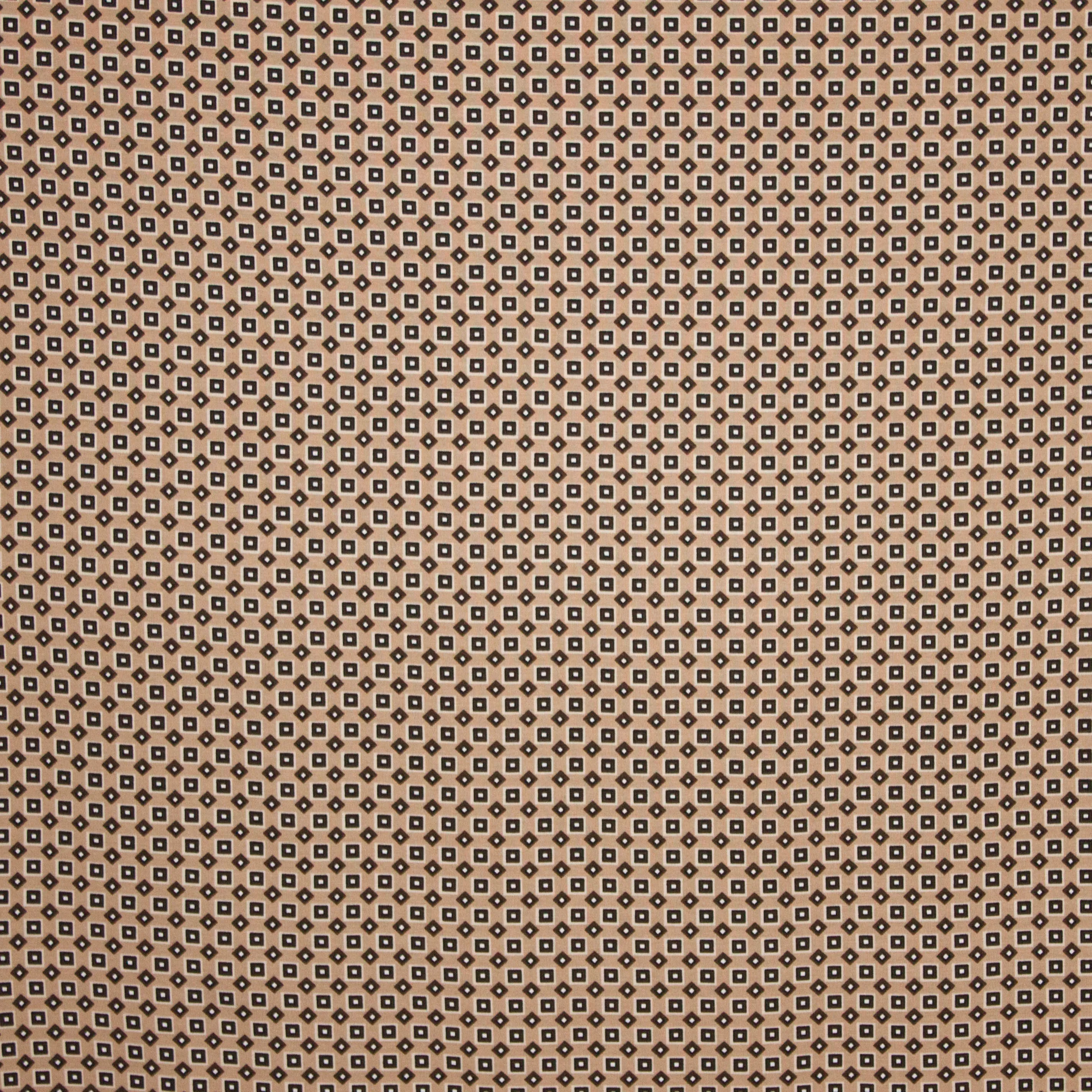 Viscose tricot beige geometrisch motief