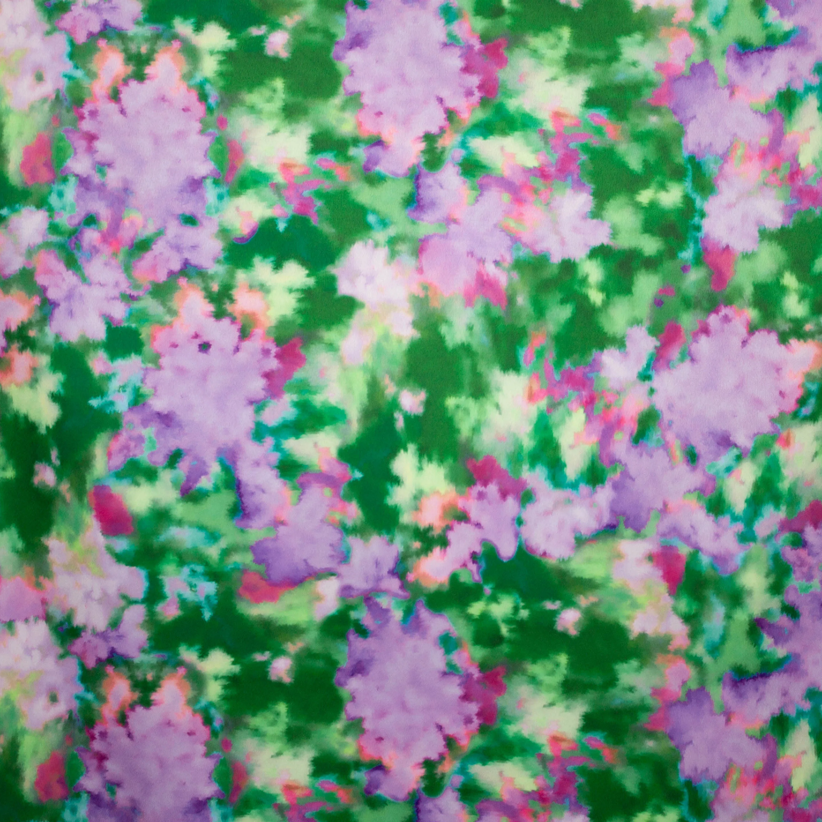 Satijn polyester met wazige groene en paarse print - A La Ville