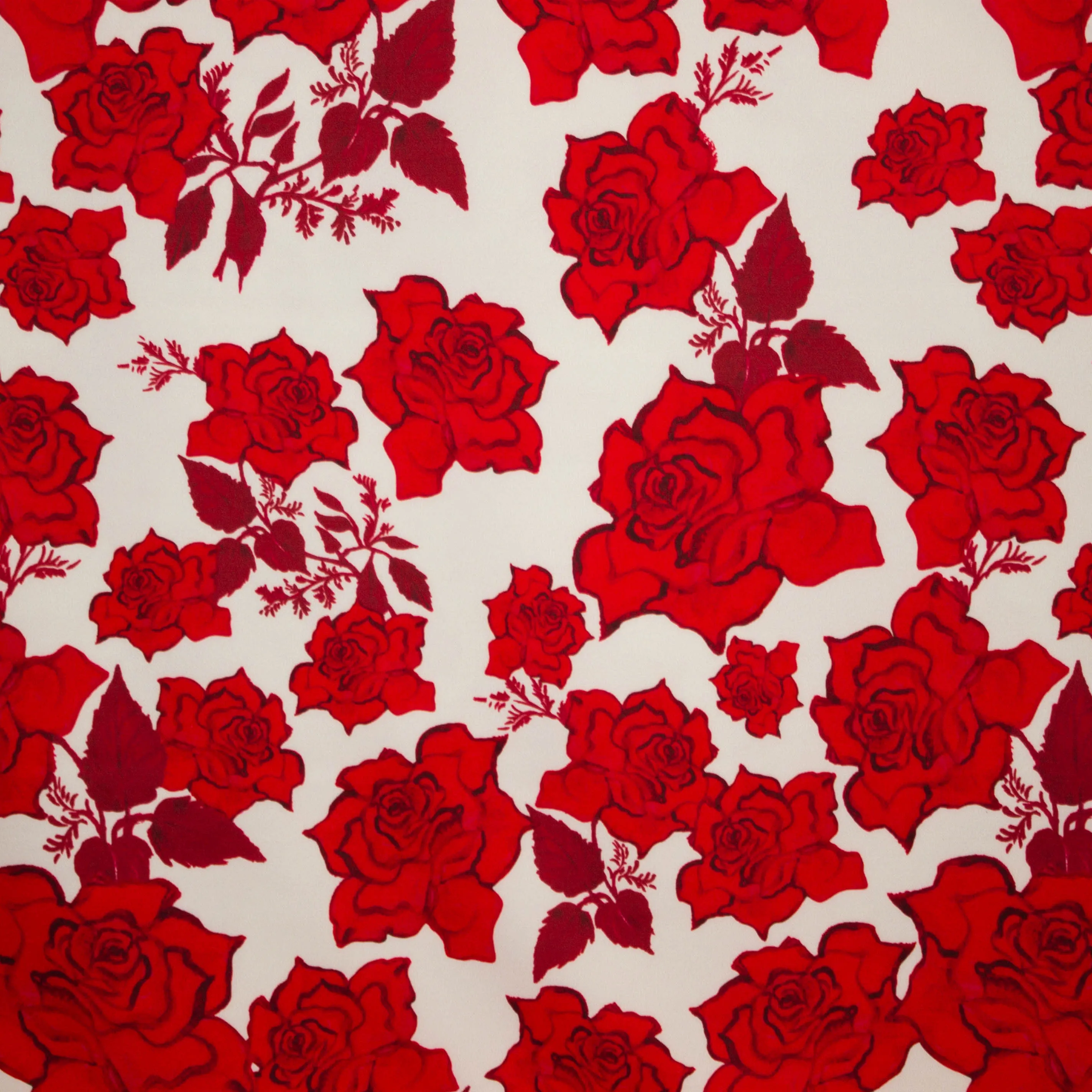 Polyester stretch gebroken wit met bloemen - A La Ville