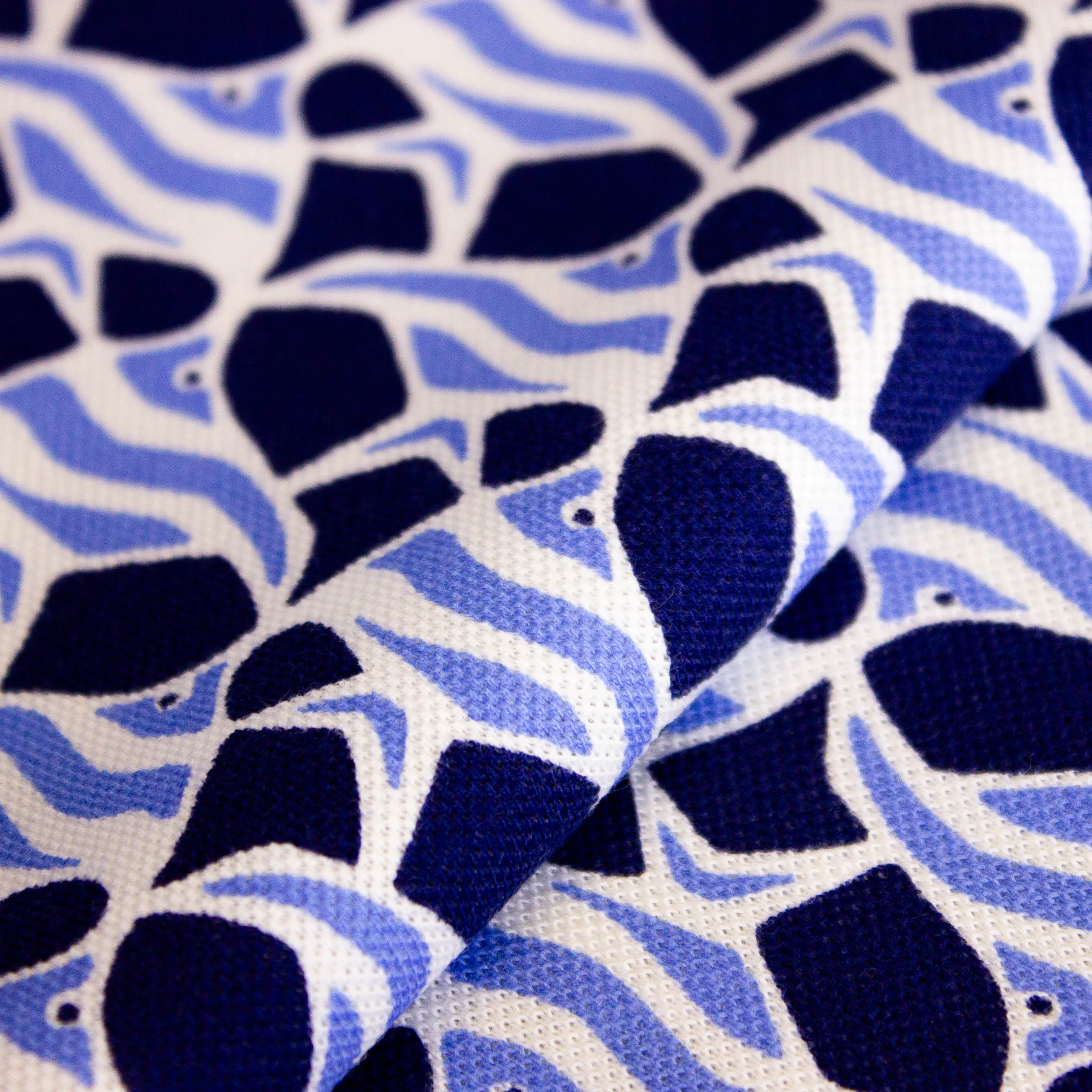 Polo tricot donkerblauw met blauwe vissen - Katia Fabrics