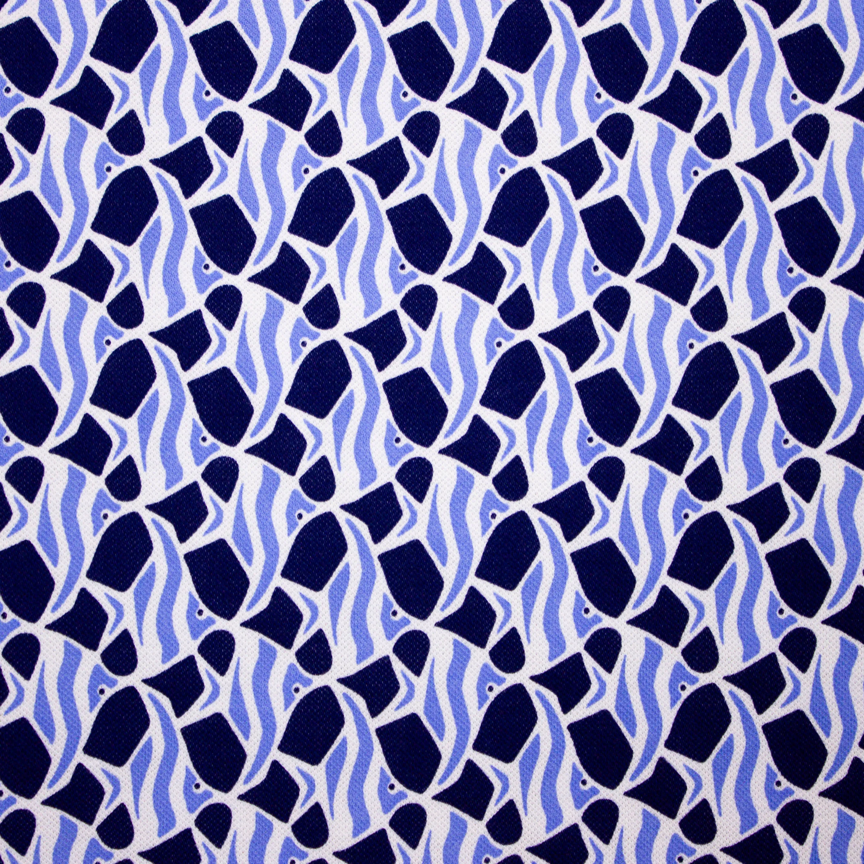 Polo tricot donkerblauw met blauwe vissen - Katia Fabrics