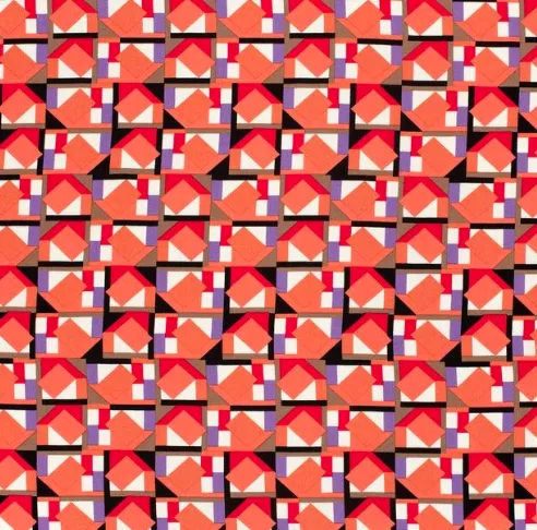 Viscose satijn abstract koraal patroon - B*Trendy