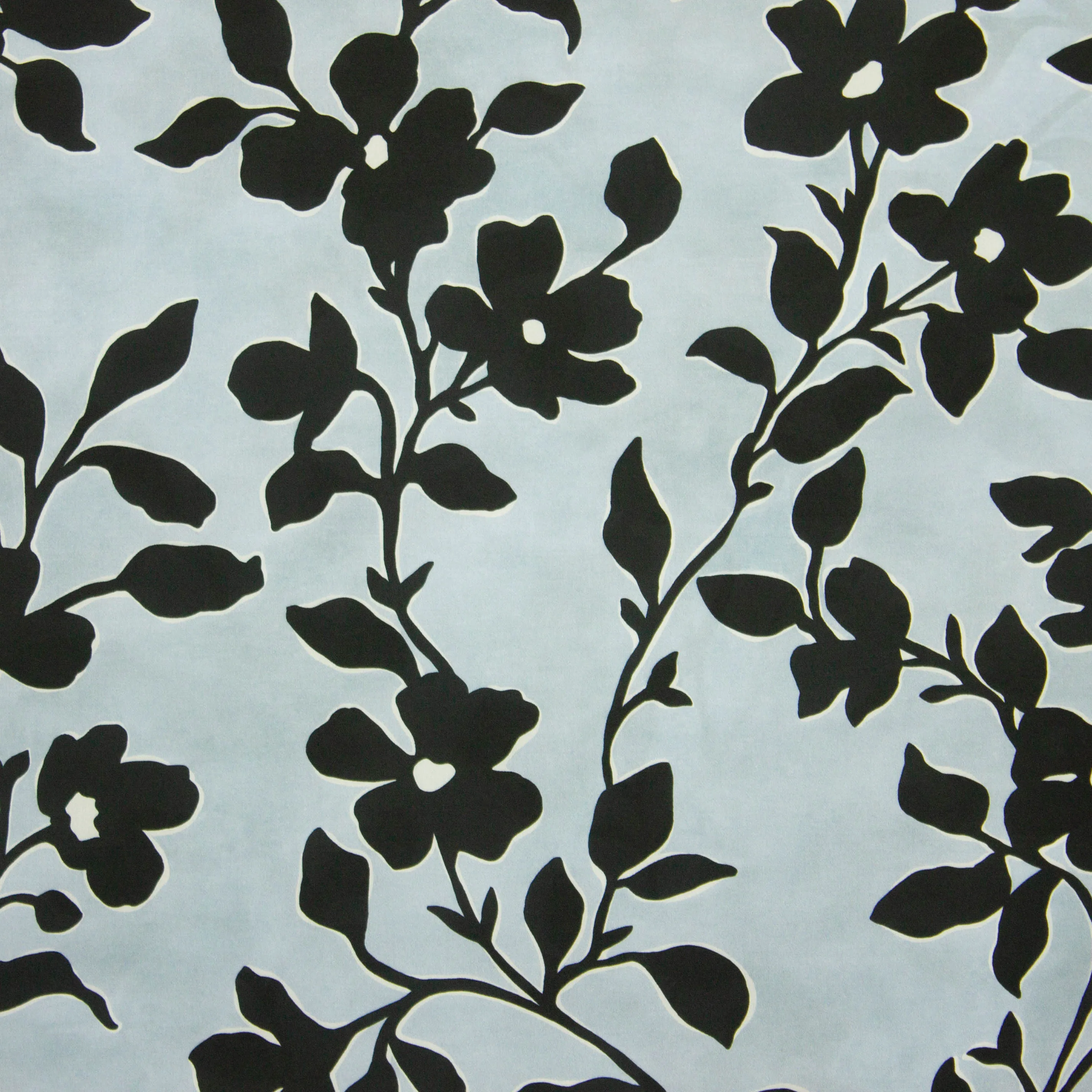 Polyester satijn blauw met bloemen - Knipmode