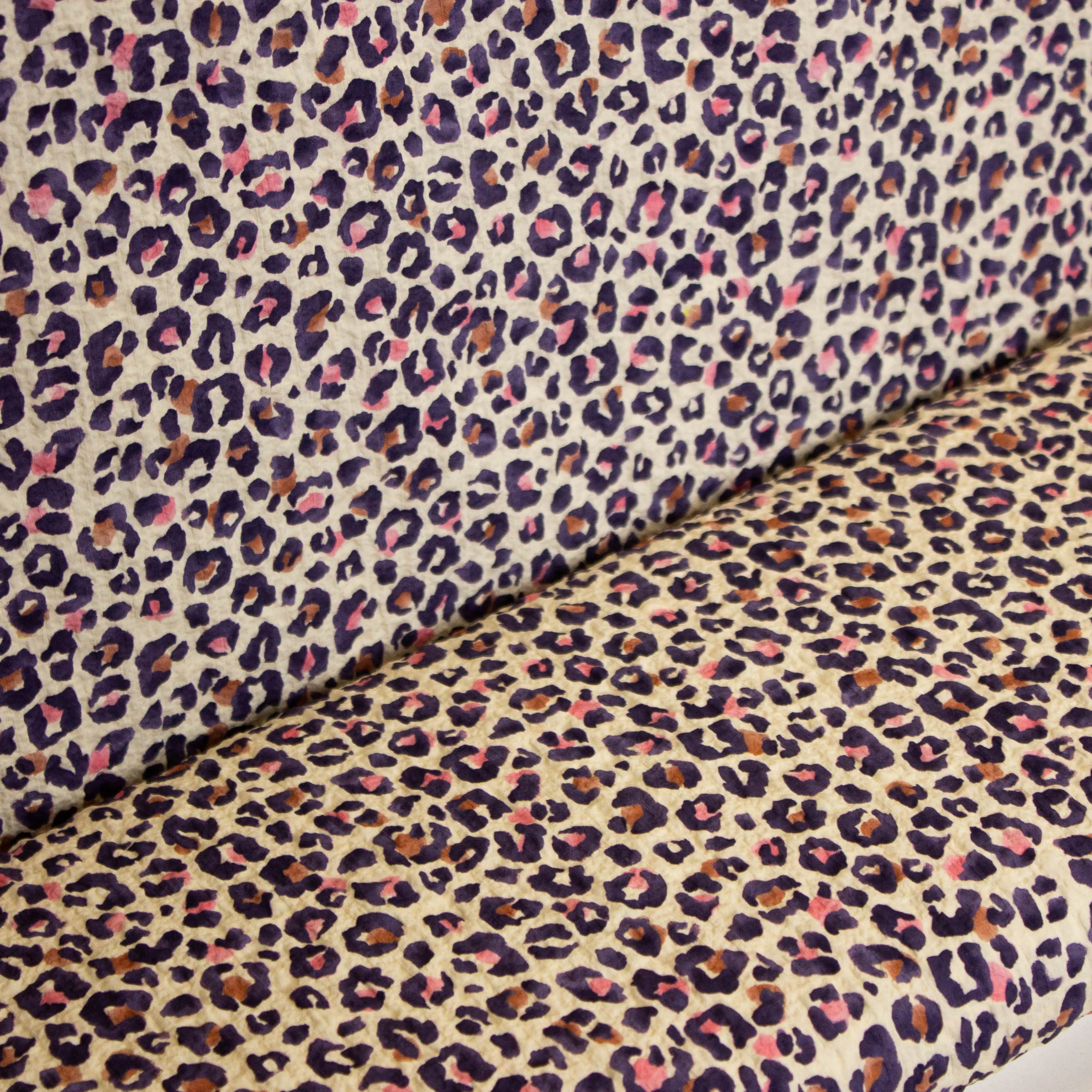 Seersucker creme met luipaardprint - A La Ville