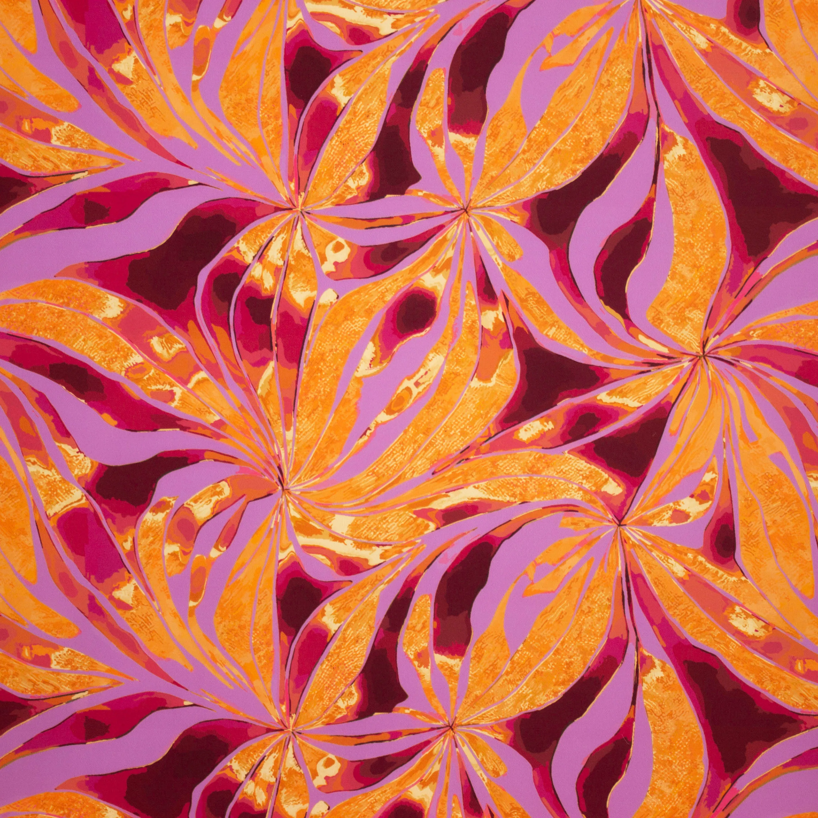 Polyester stretch paars met bloemen print - A La Ville