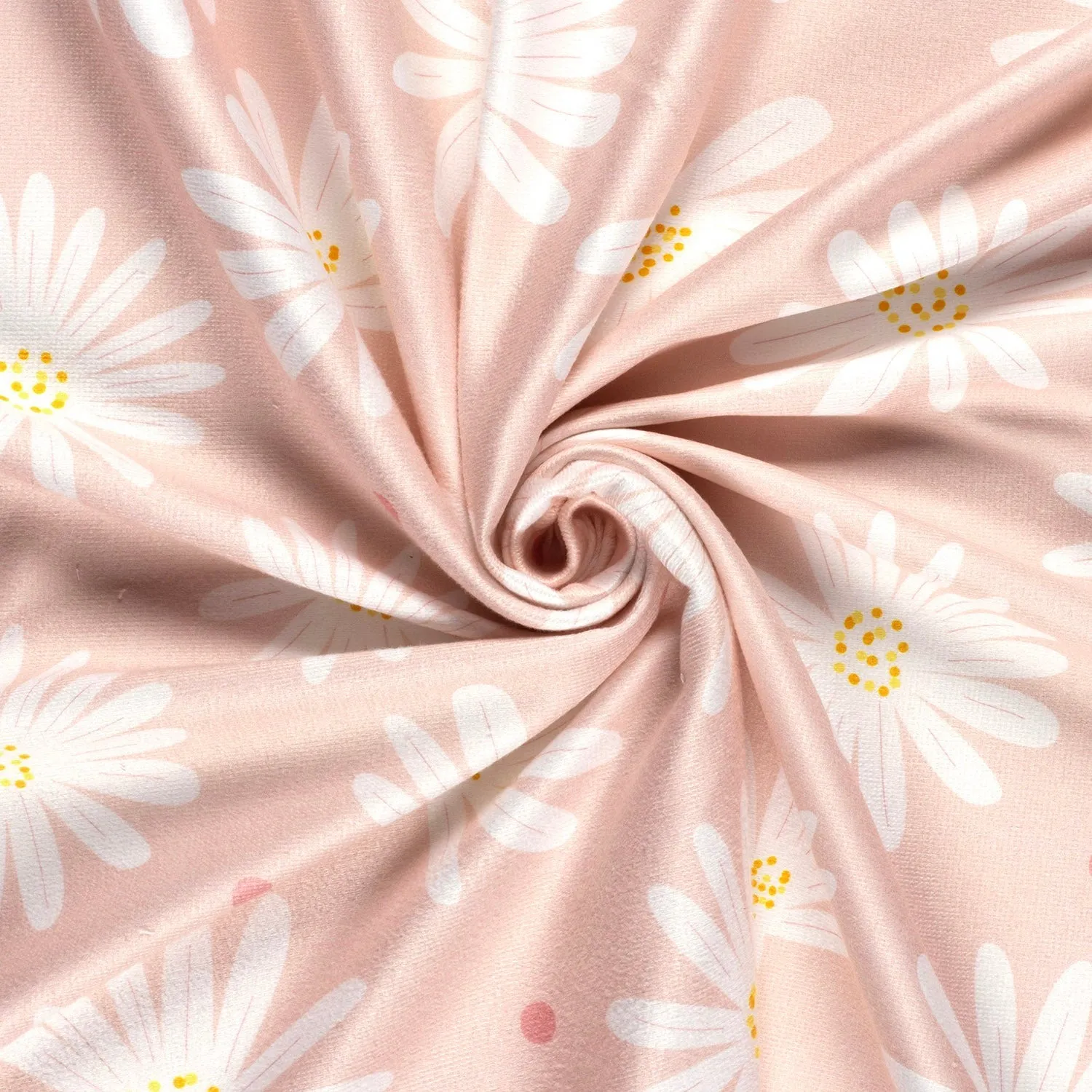 Badstof glanzend roze met bloemen - B*Trendy