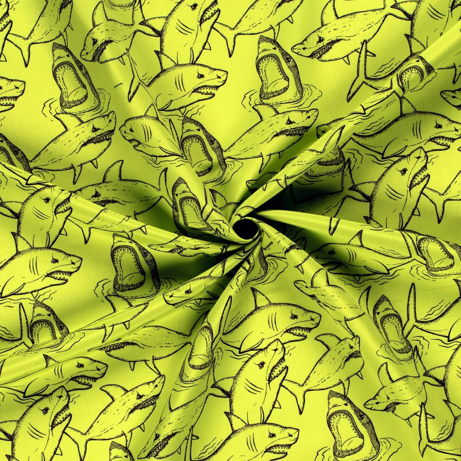 Zwemstof quick dry limoen groen met haaien - B*Trendy
