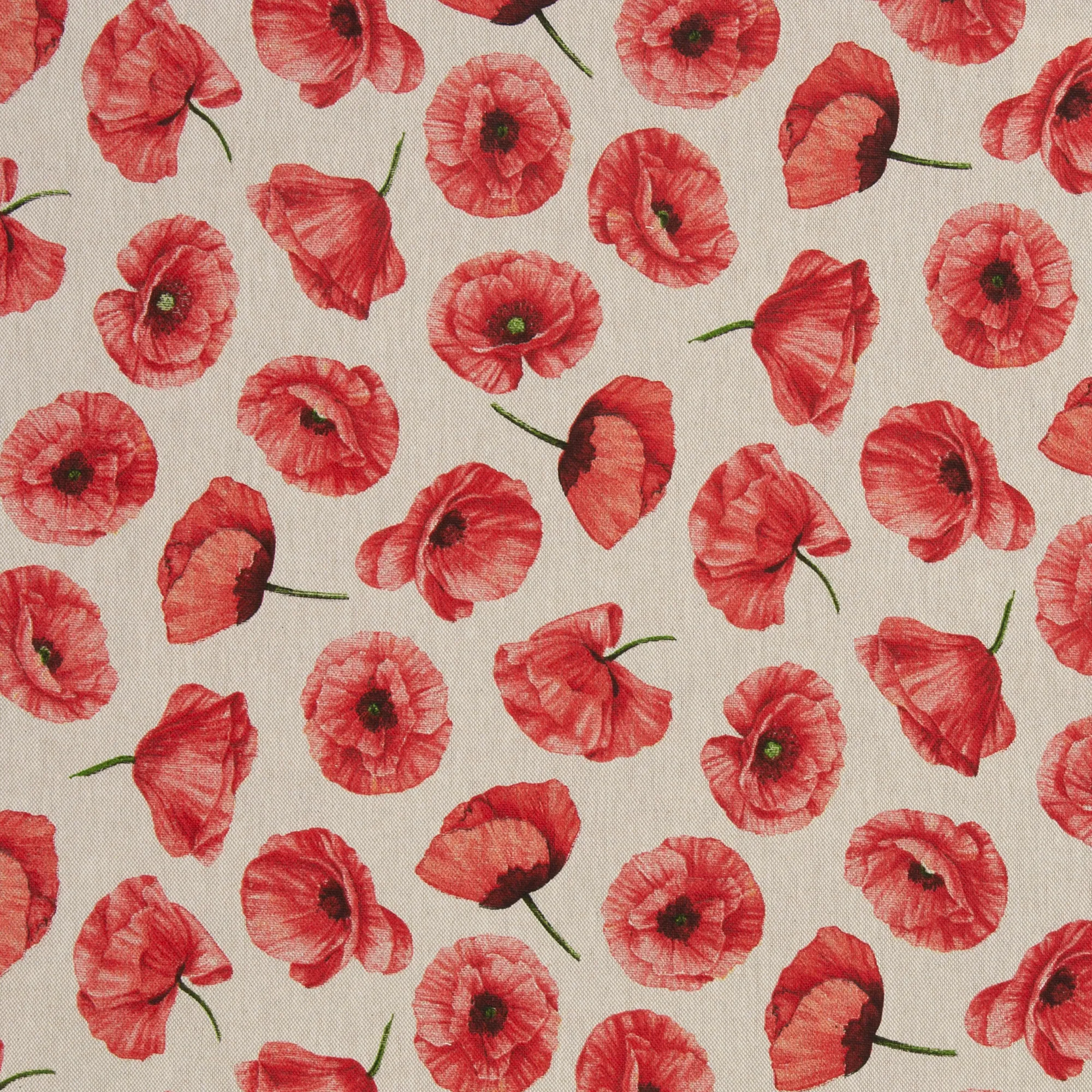 Canvas beige met klaprozen 'Petra'