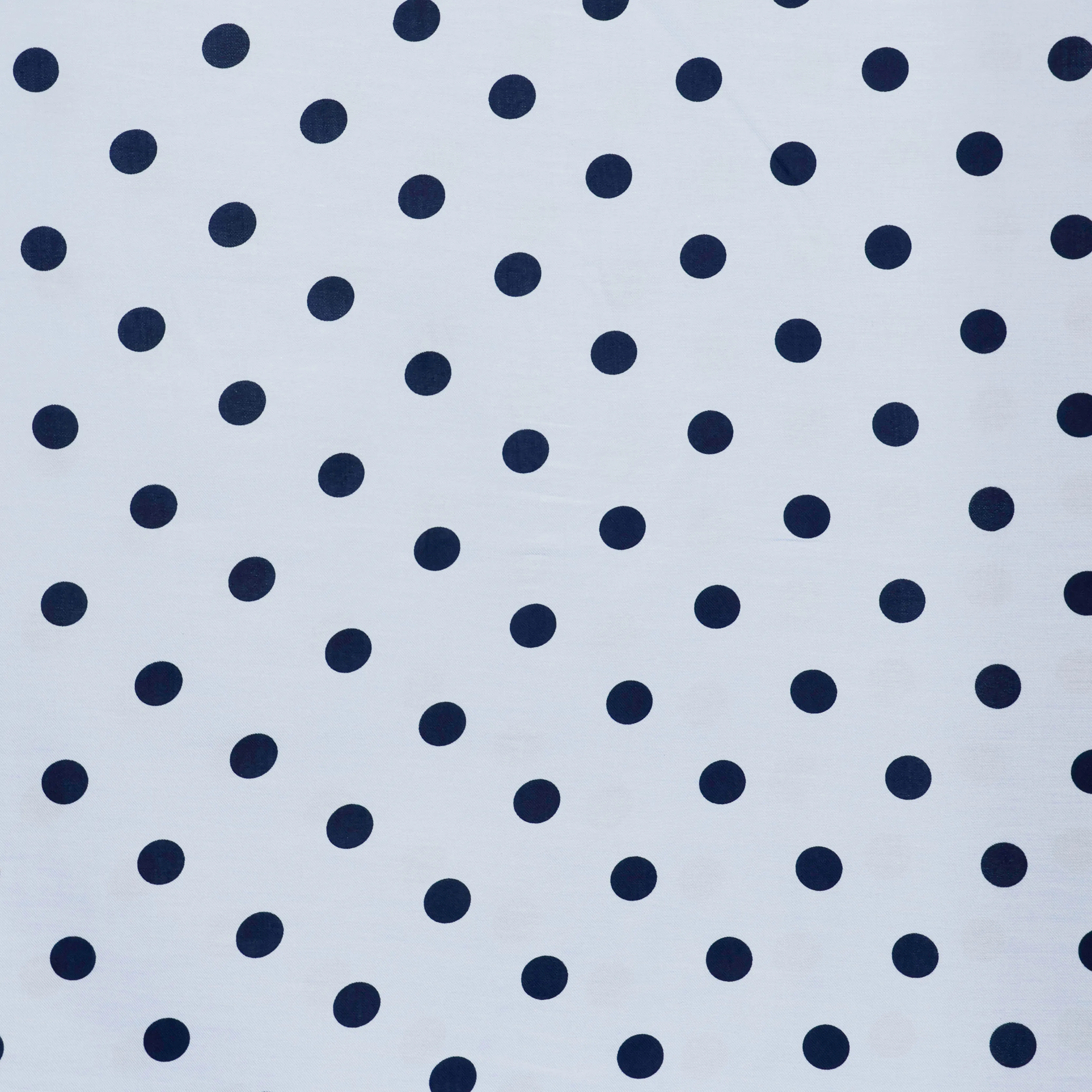 Viscose twill lichtblauw met donkerblauwe bollen