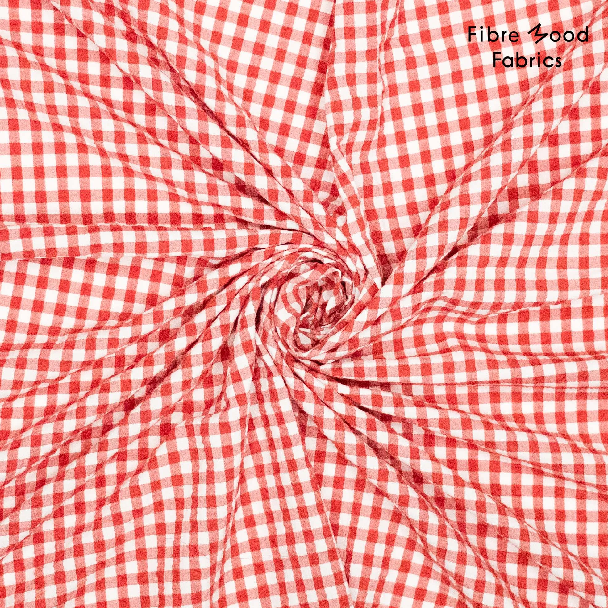 Seersucker rood geruit - Fibre Mood