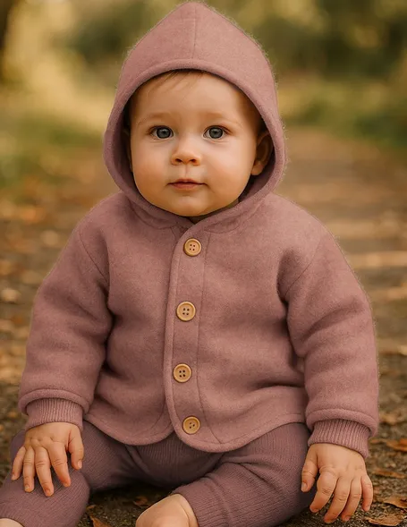 Fleece bruinrood 'merino wool' - Poppy
