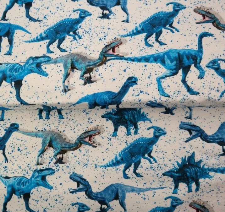 Tricot wit met blauwe dino's - Stenzo