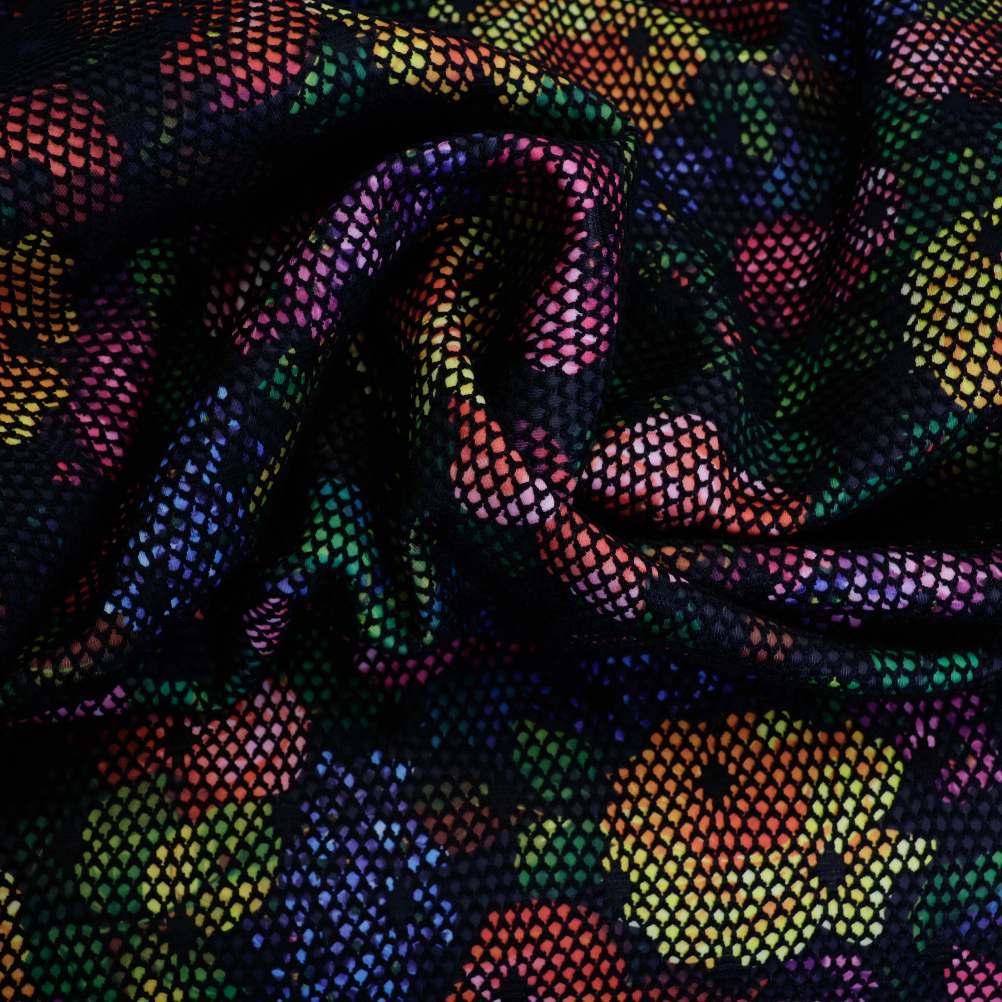 Polyester met netstructuur met bloemenpatroon