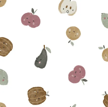 Transparante regenjasstof met fruit/groentesoorten - Qjutie & the Qjutest