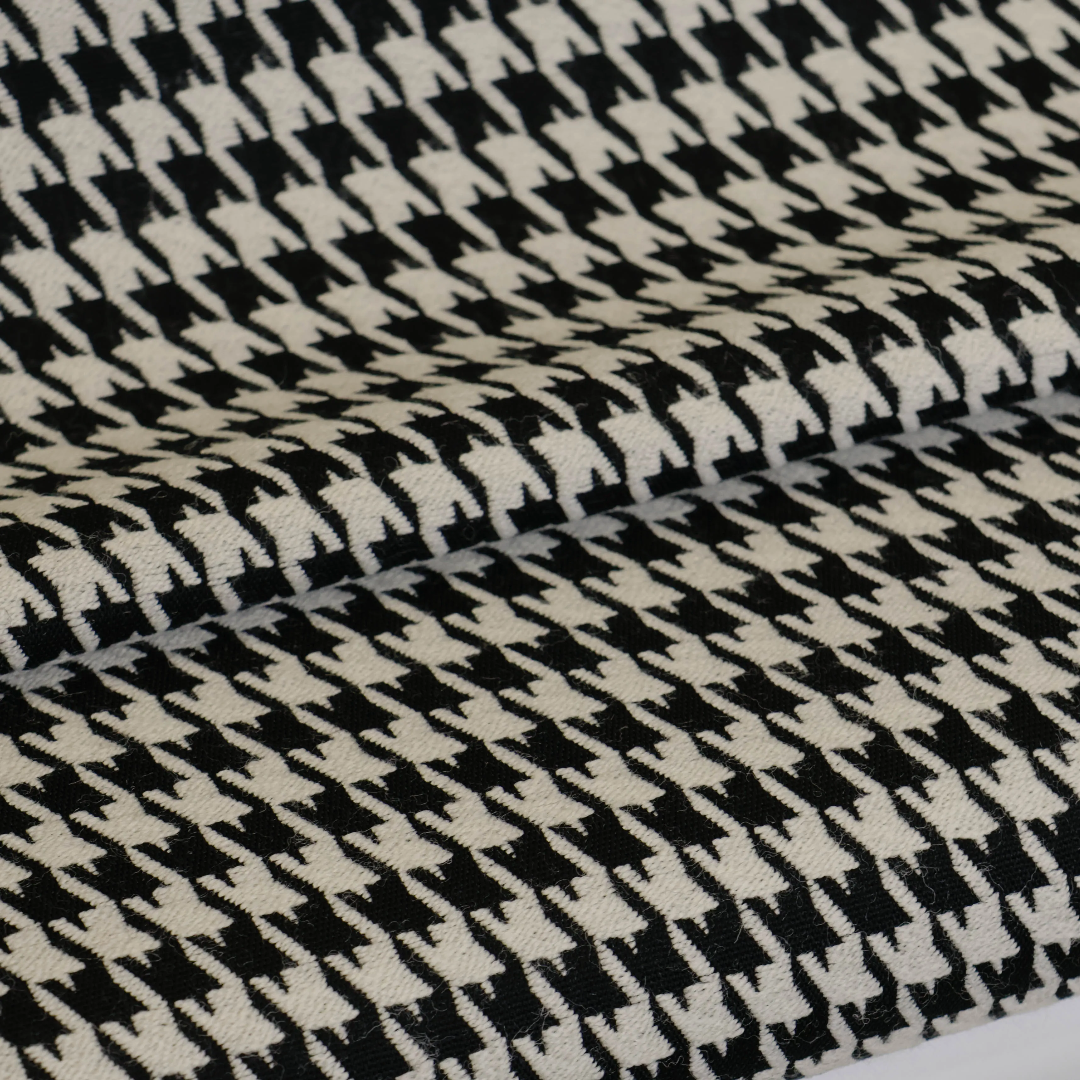 Jacquard wol pied-de-poule zwart en wit - Lorré