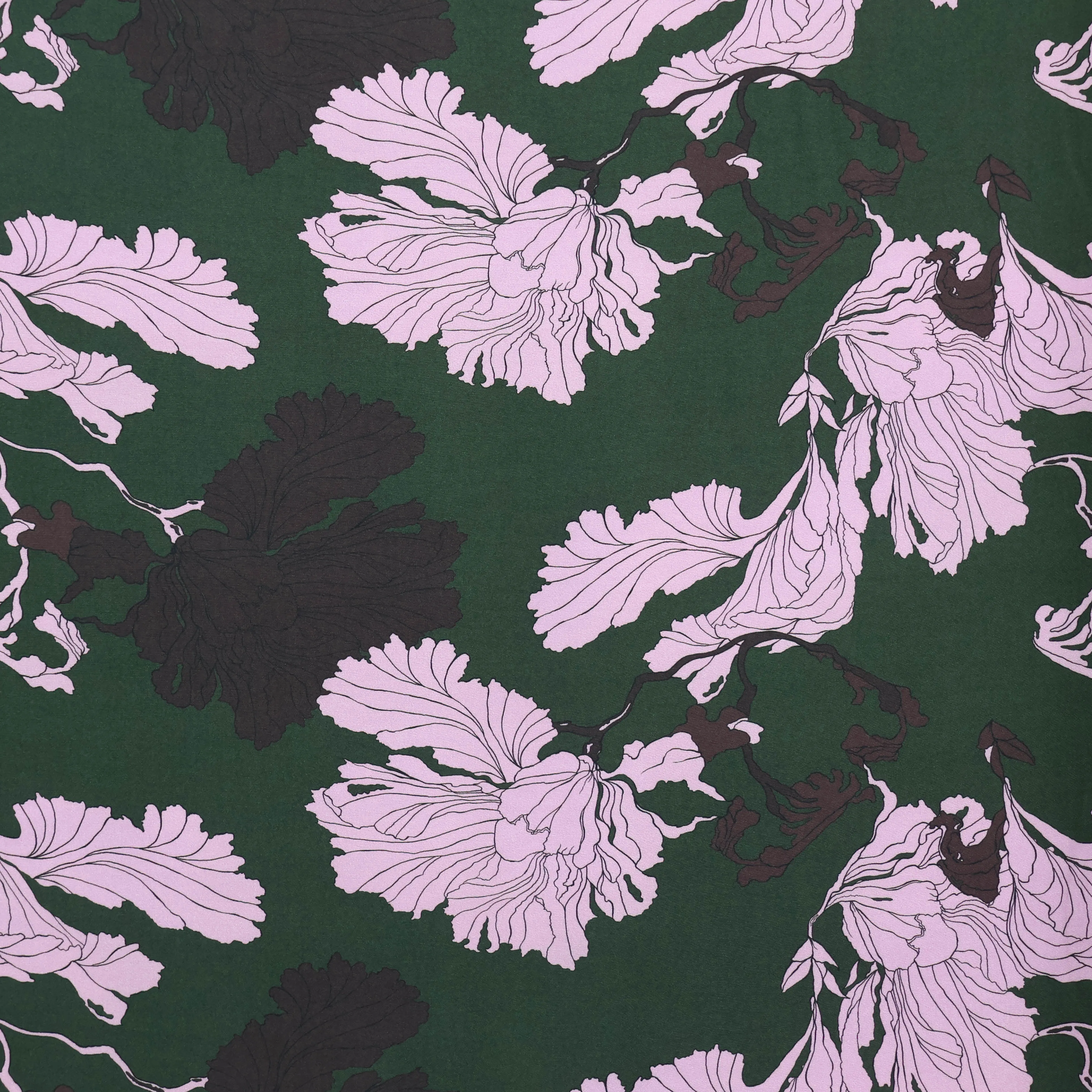 Viscose donkergroen met roze bladeren - A La Ville