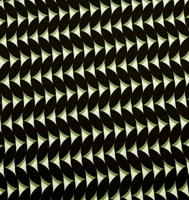 Polyester stretch zwart groen patroon - Burda