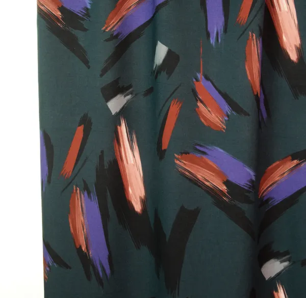 Petrolblauwe viscose met penseelstreken - Atelier Jupe