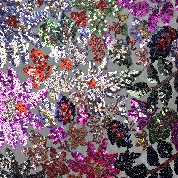 Paillettenstof kleurrijke bloemen - The Fashion Basement