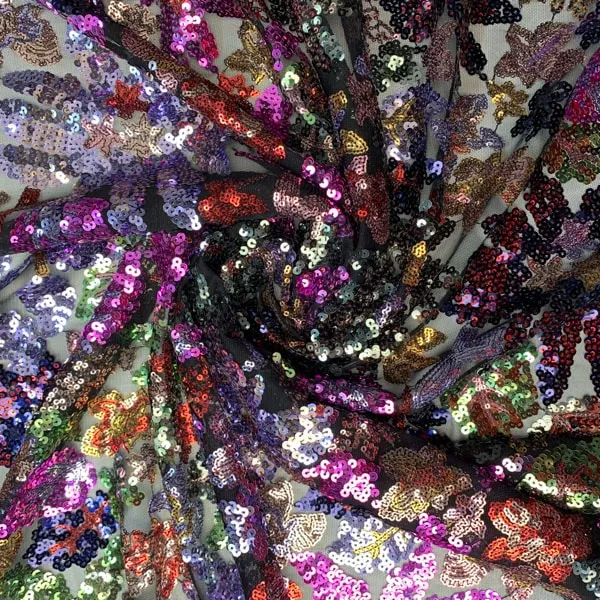 Paillettenstof kleurrijke bloemen - The Fashion Basement
