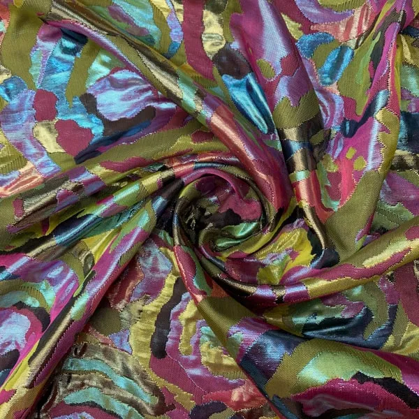 Jacquard bloemen metallic glanzend - The Fashion Basement