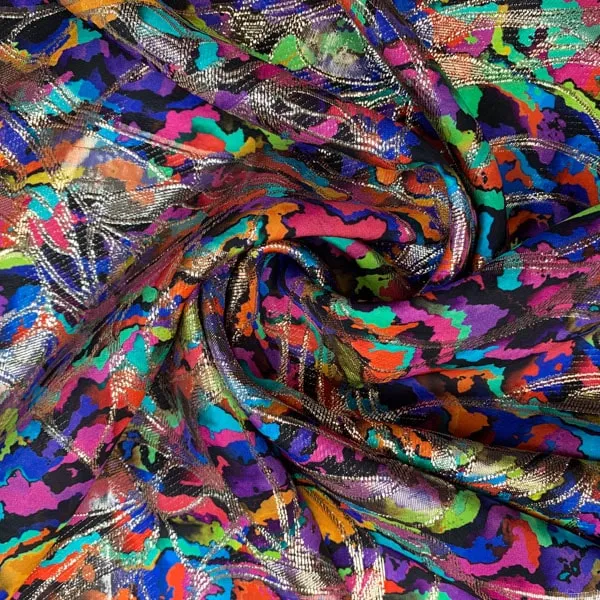 Viscose kleurrijk/metallic patroon - The Fashion Basement