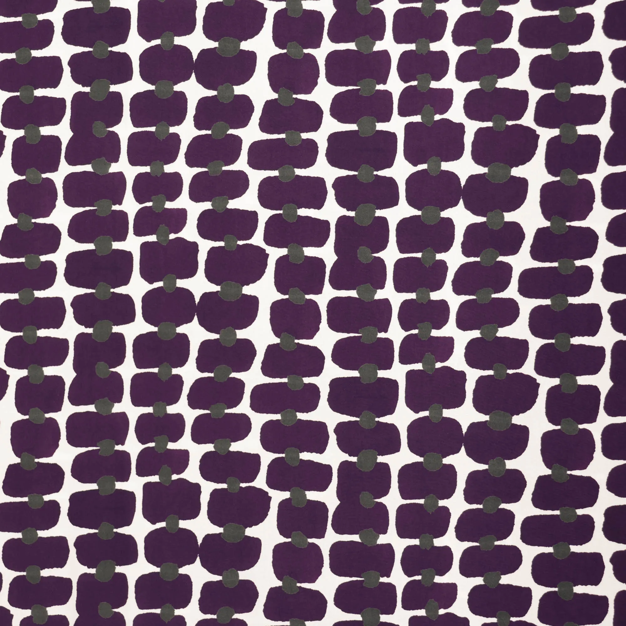 Viscose ecru met paars abstract patroon - Knipmode
