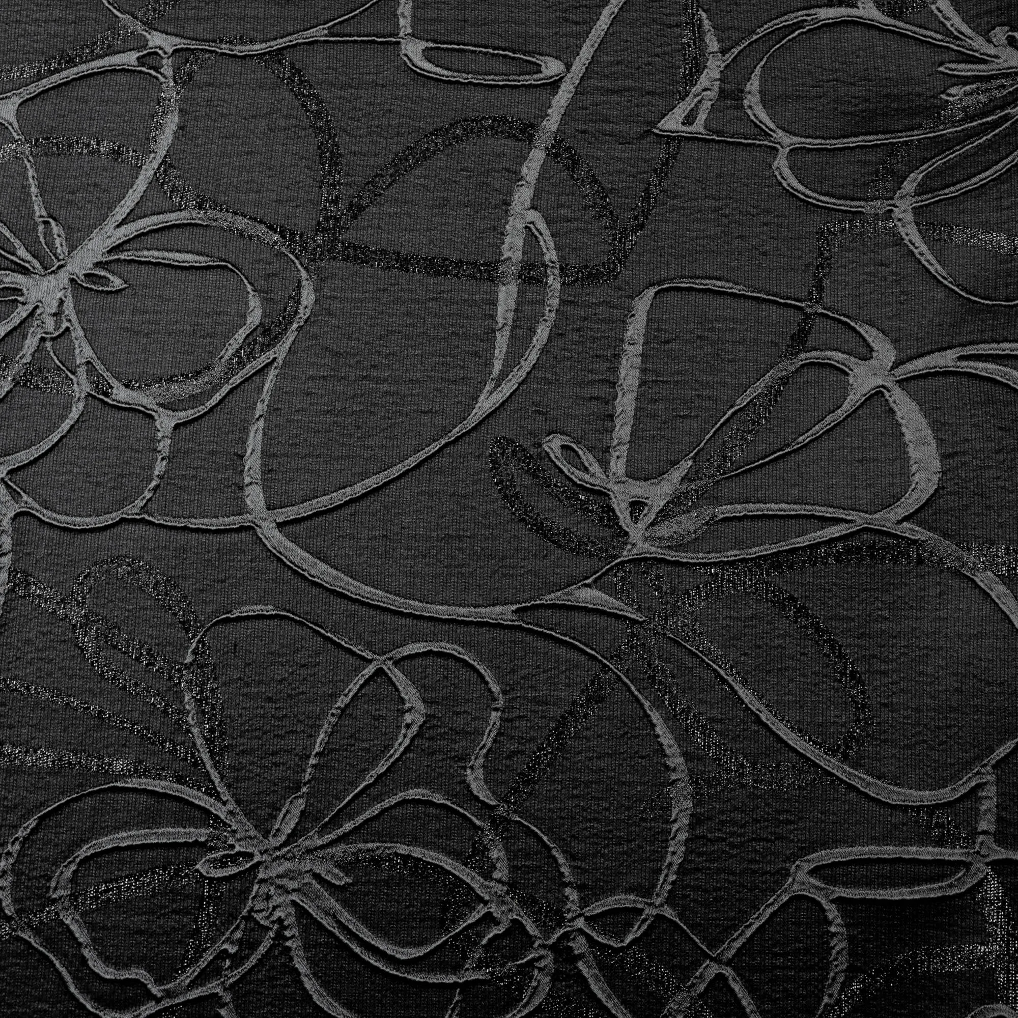 Jacquard zwart met abstracte bloemen - Lorré