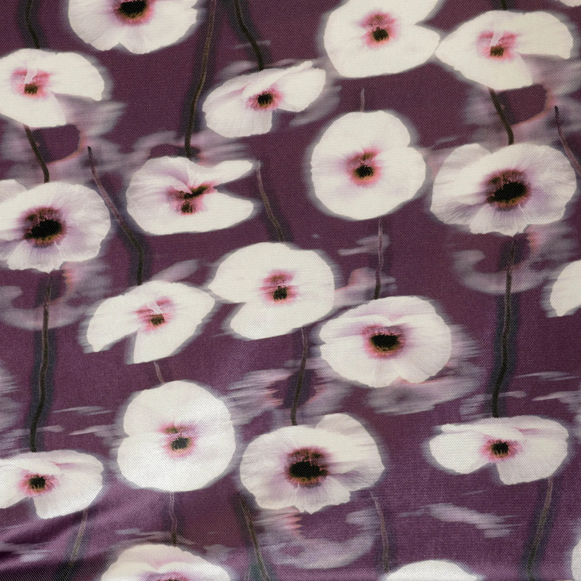 Fluweel tricot/velour donkerpaars met vage bloemen - A La Ville