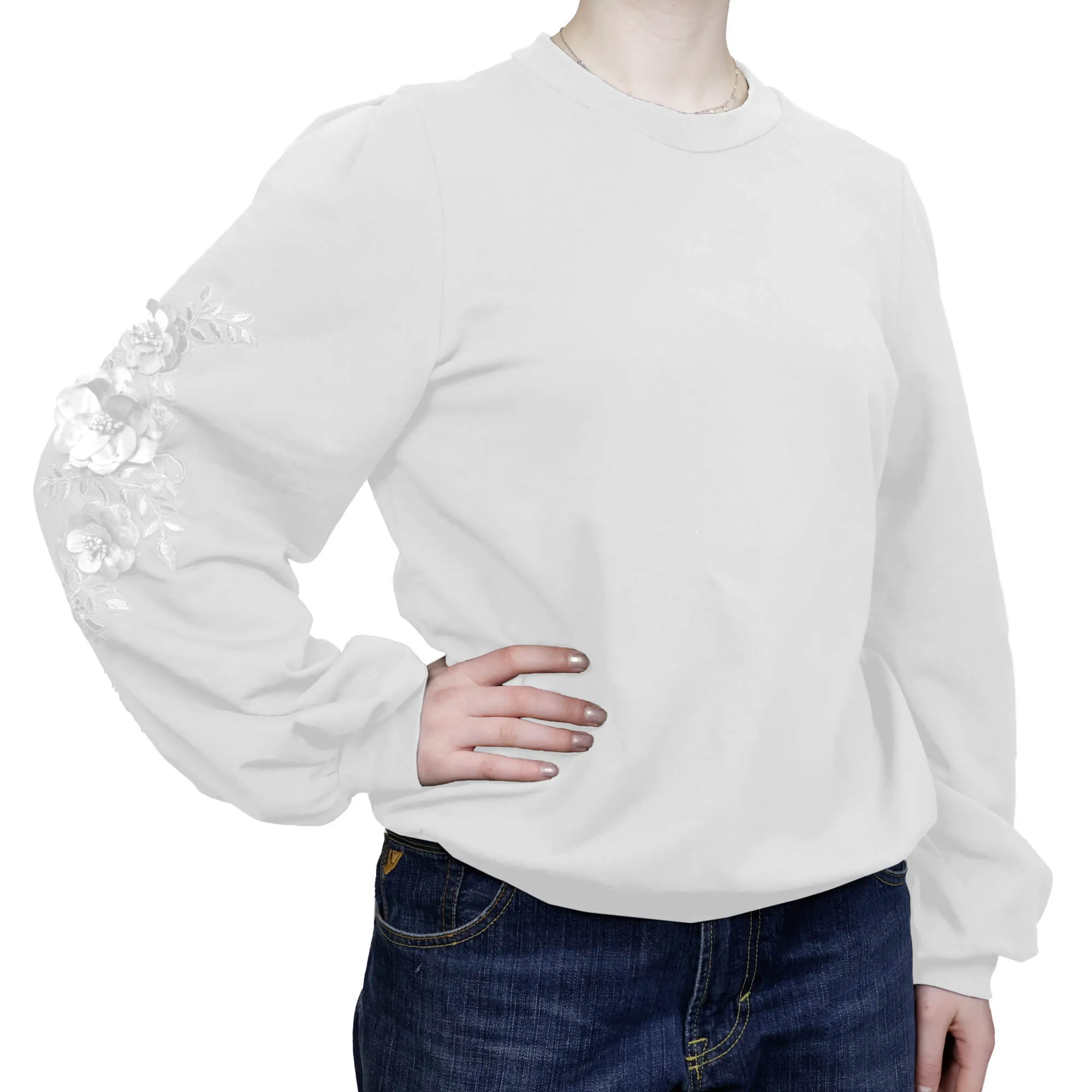 Pakket feestelijke sweater met bloemen - wit