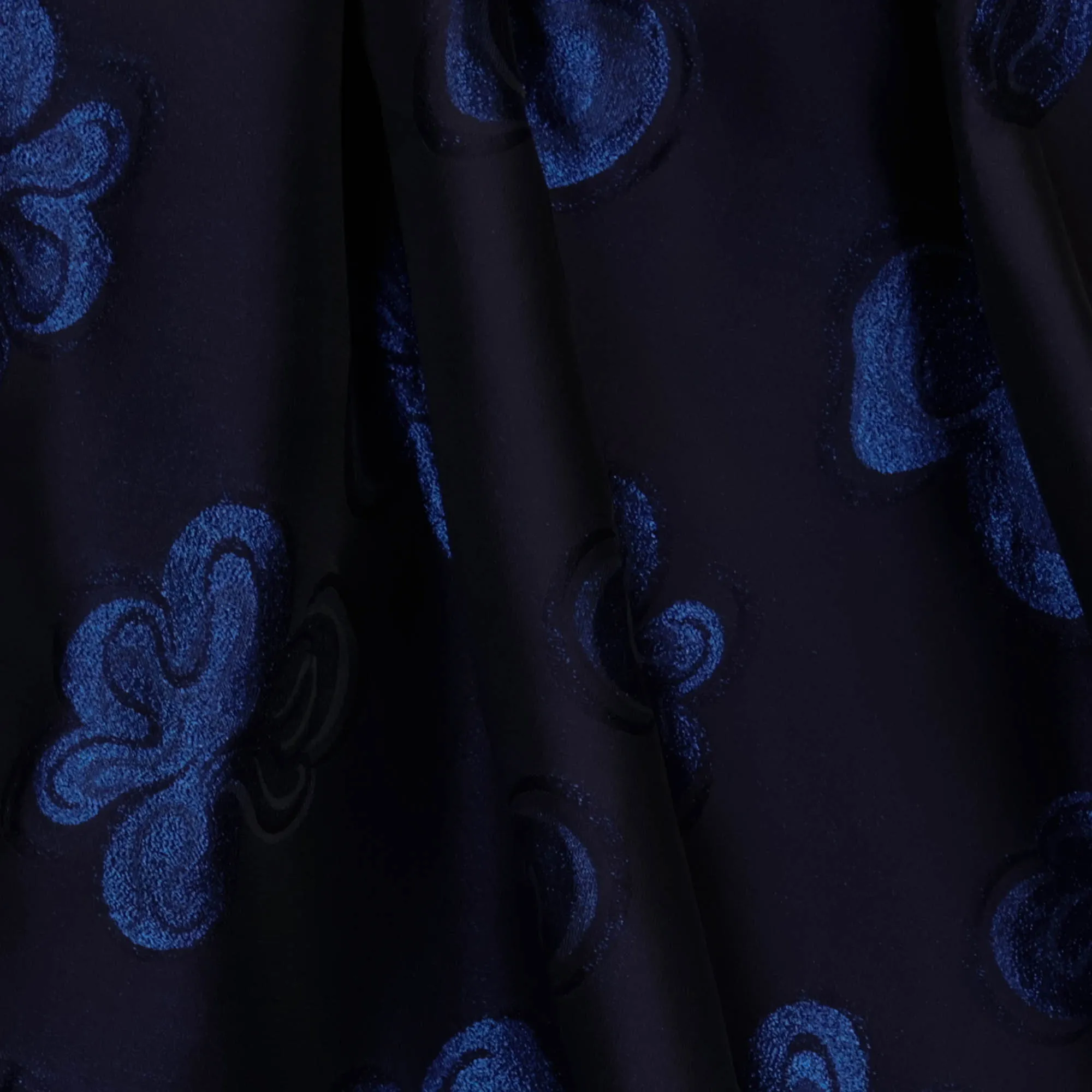 Zijden jacquard glinsterende blauwe bloemen - Lorré