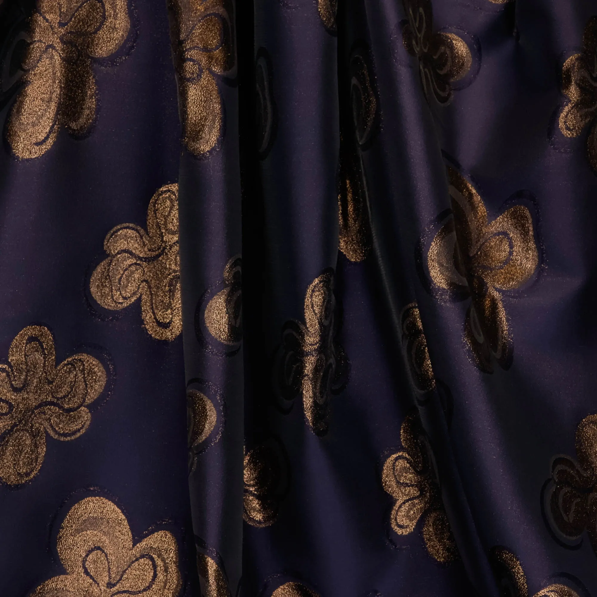 Zijden jacquard glinsterende bronzen bloemen - Lorré