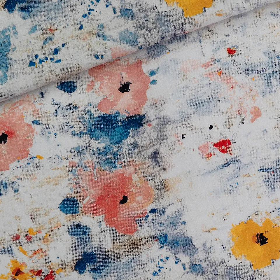 Linnenviscose met geschilderde bloemen - See you at six