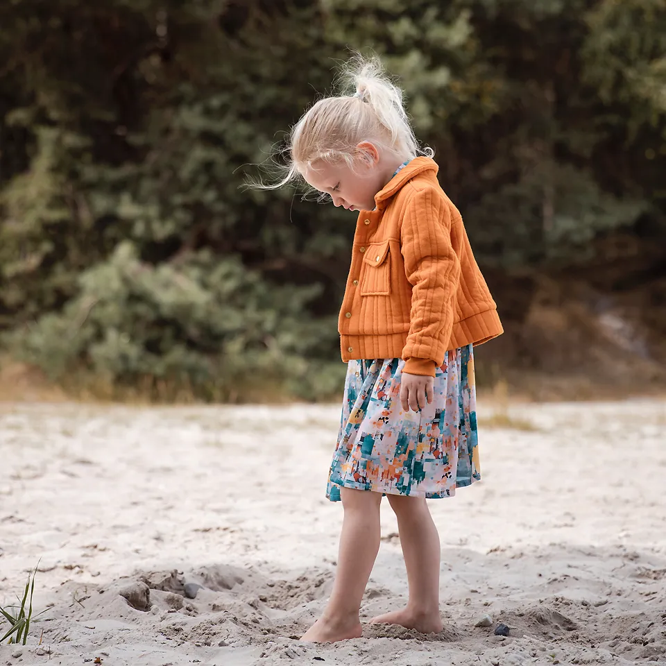 Geribbelde tricot effen oranje - See you at six