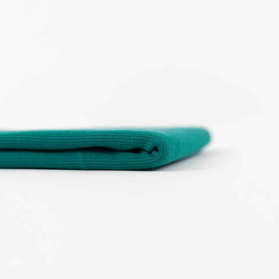 Geribbelde tricot effen groenblauw - See you at six