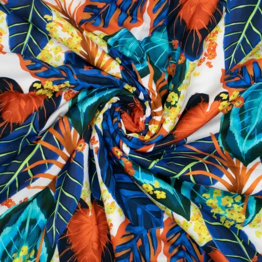 Viscose met kleurrijke tropische planten