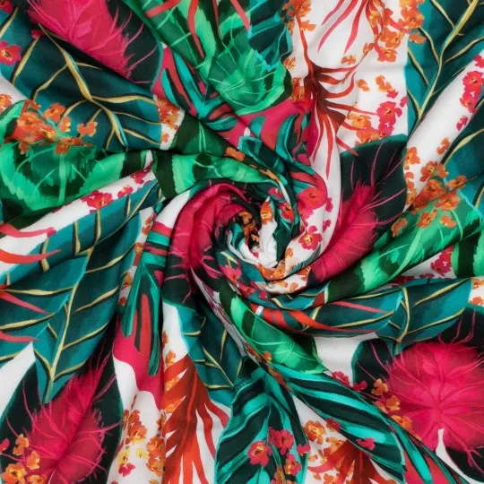 Viscose met kleurrijke tropische planten