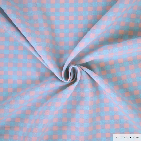 Ruitjesstof roze en blauw - Katia Fabrics