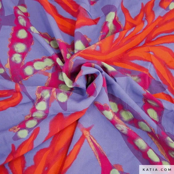 Viscose paars met patroon - Katia Fabrics