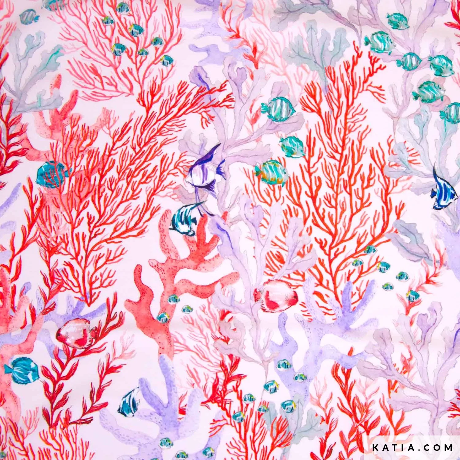 Badkledingstof met koralen en vissen - Katia Fabrics