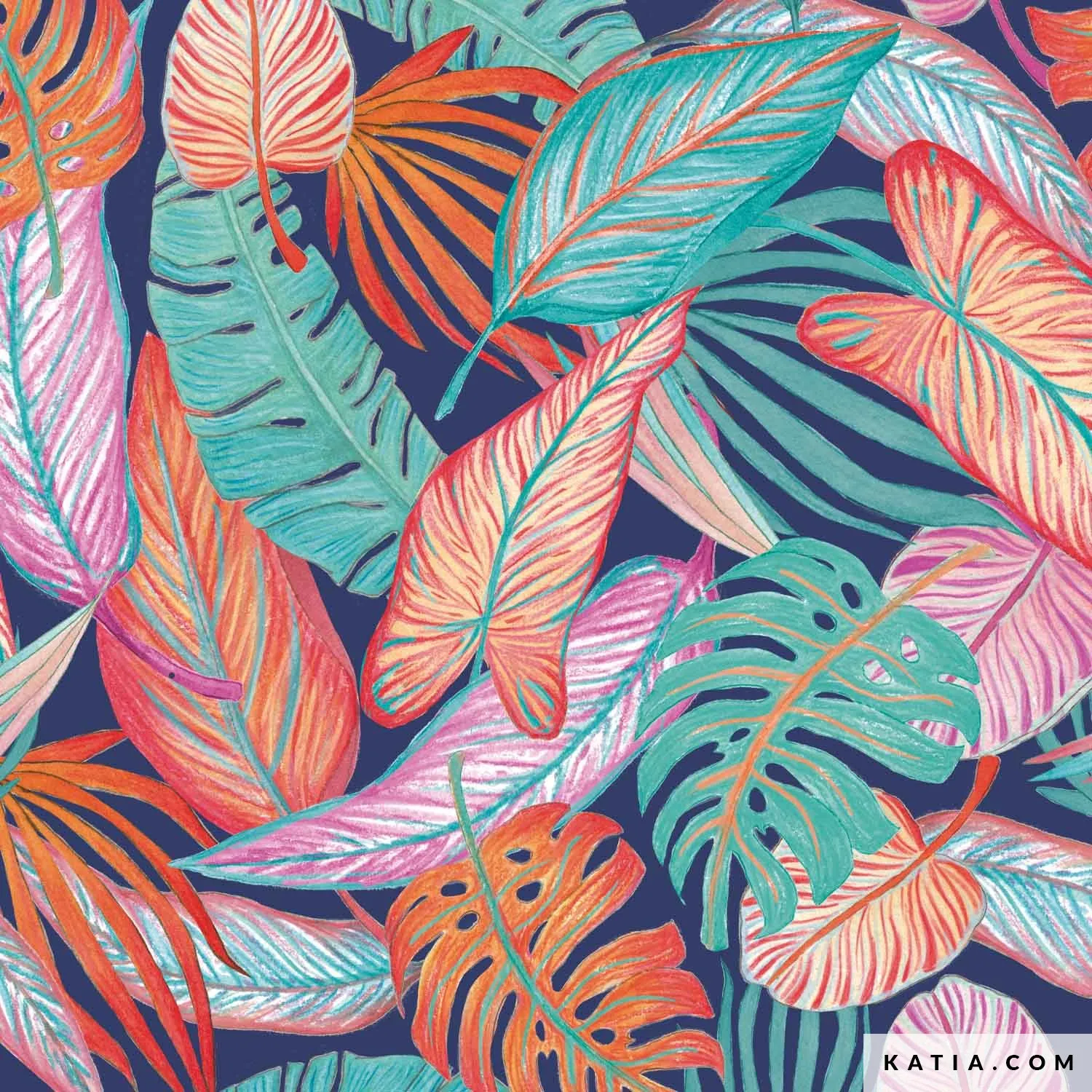 Badkledingstof met tropische bladeren - Katia Fabrics