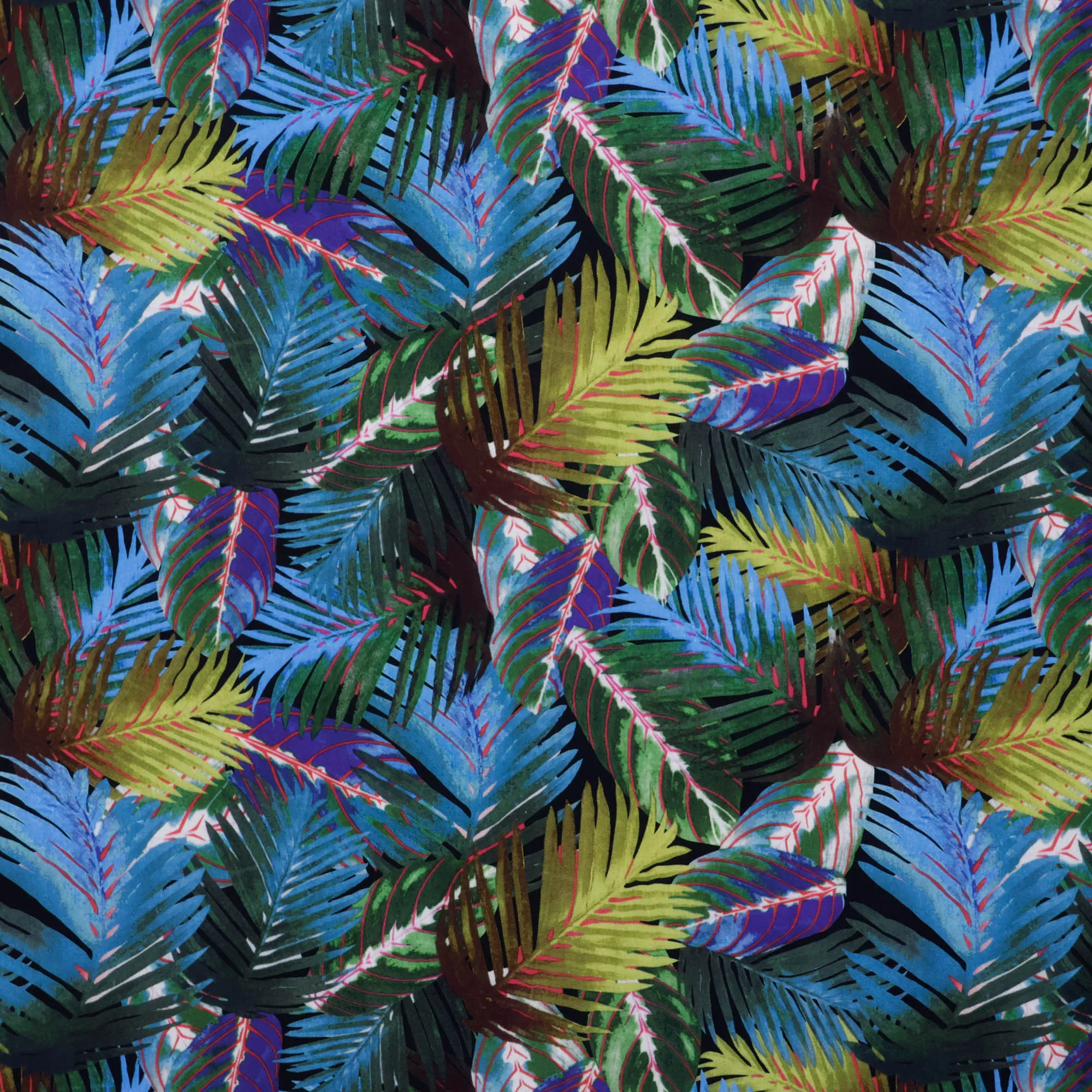 Viscose met blauw/groene bladeren
