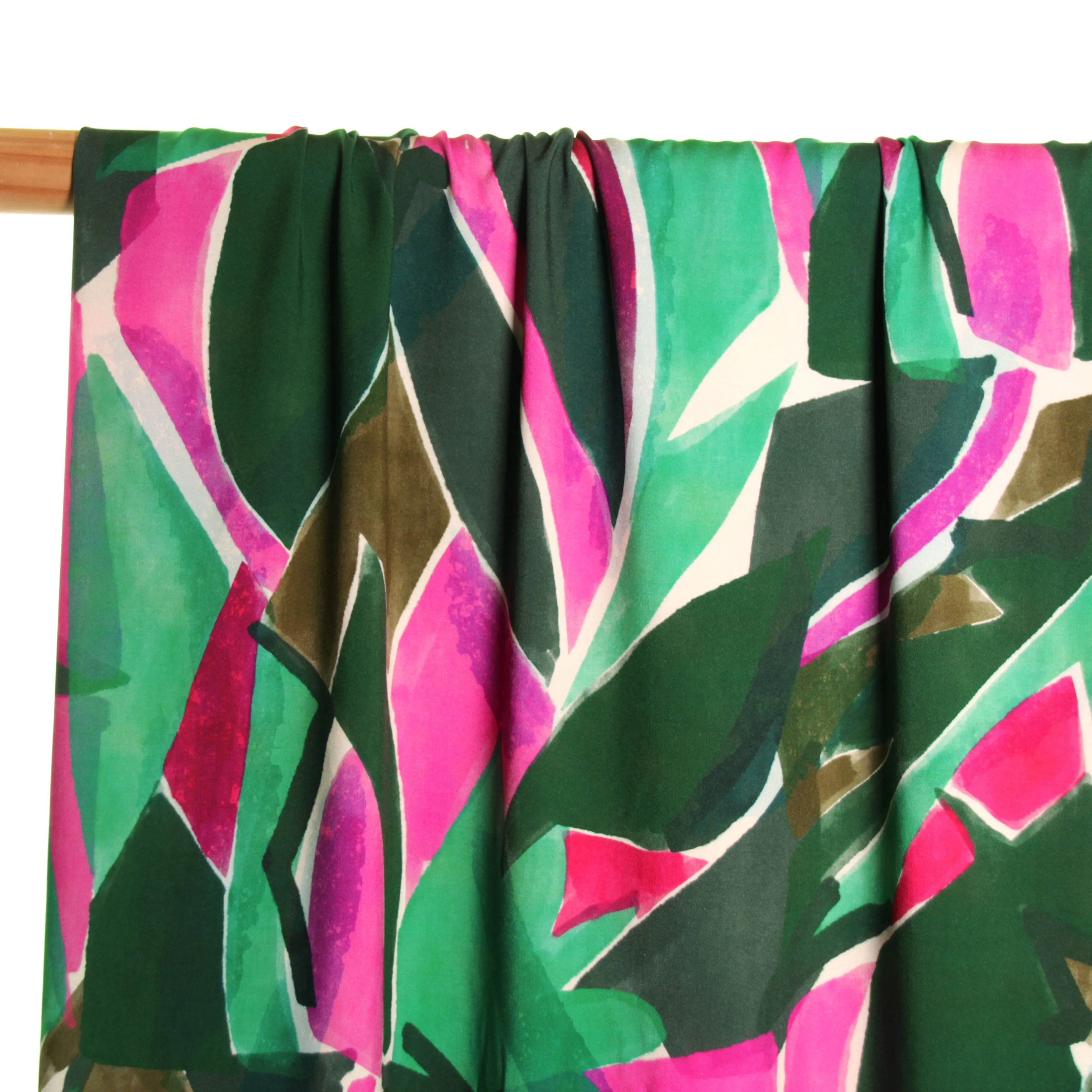 Viscose FSC met groene en fuchsia print - Atelier Jupe