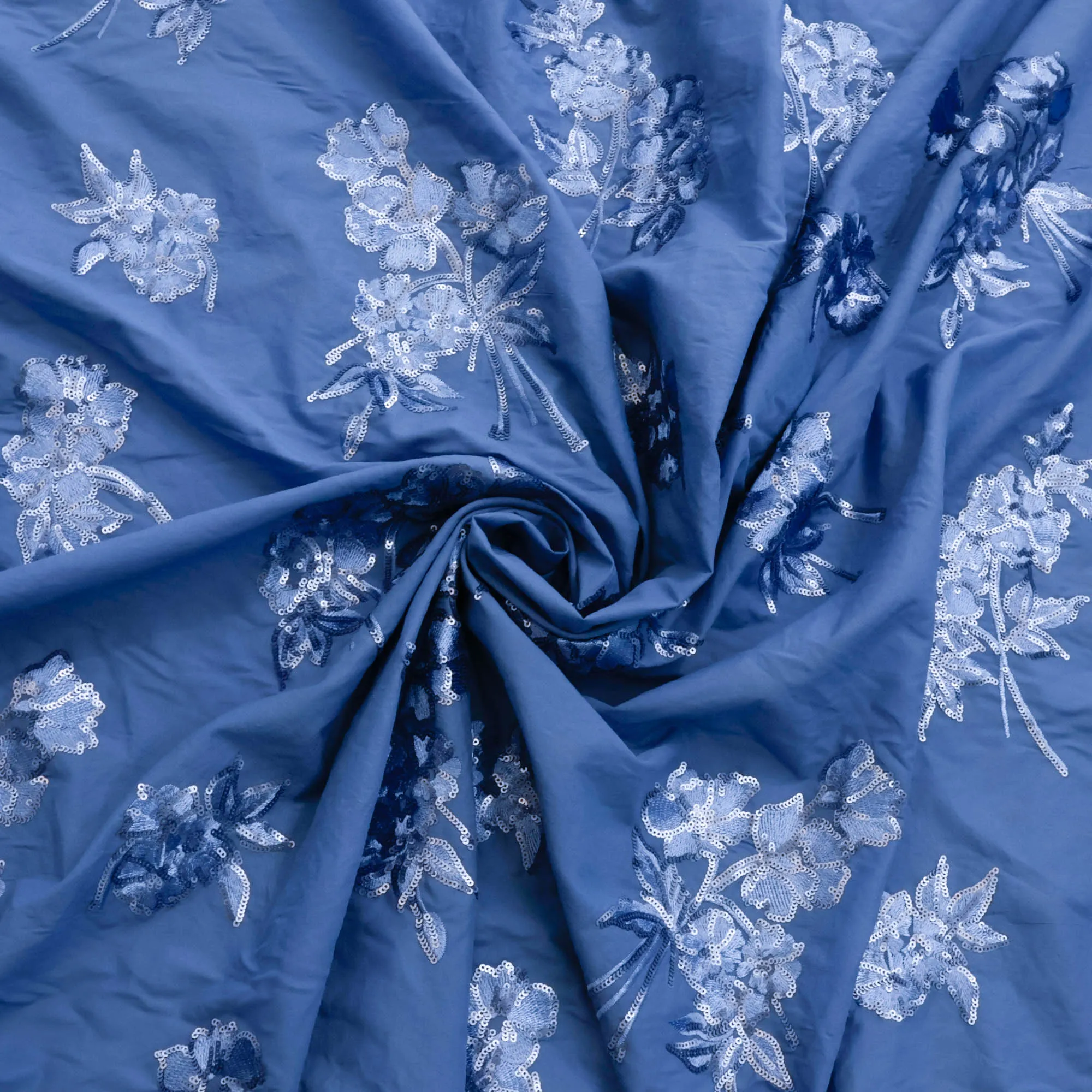 Geborduurde katoen met  glitter pailletten - Lorré