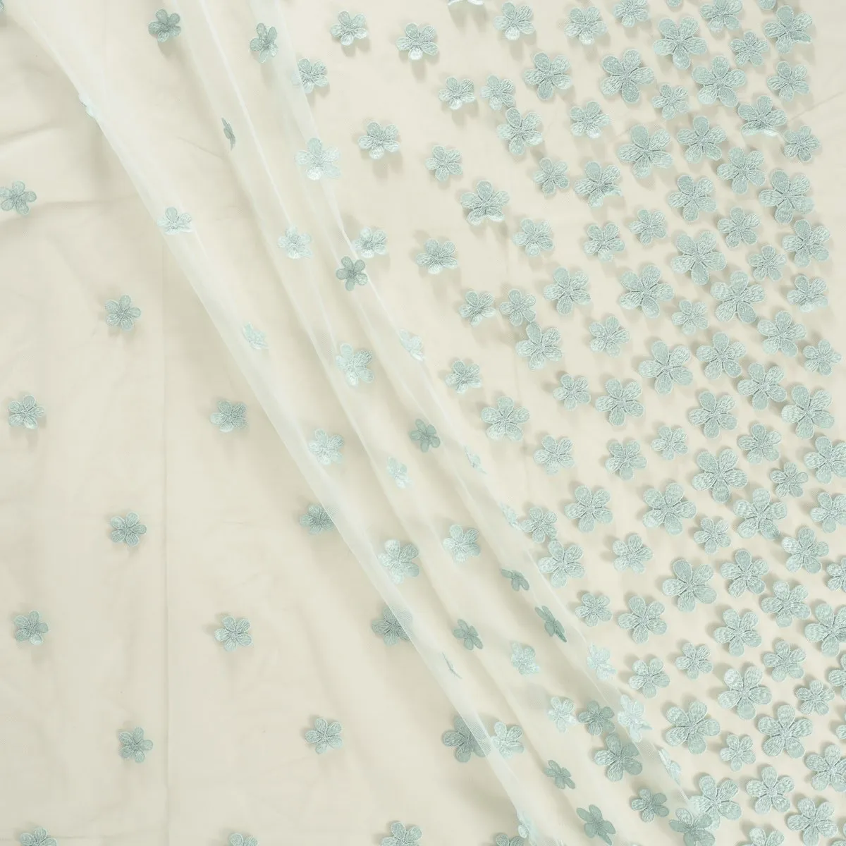 Tule broderie munt bloemen - Lorré