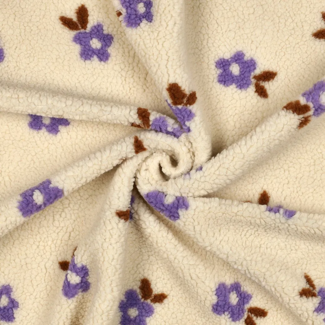 Teddy jacquard ecru met bloemen - Poppy