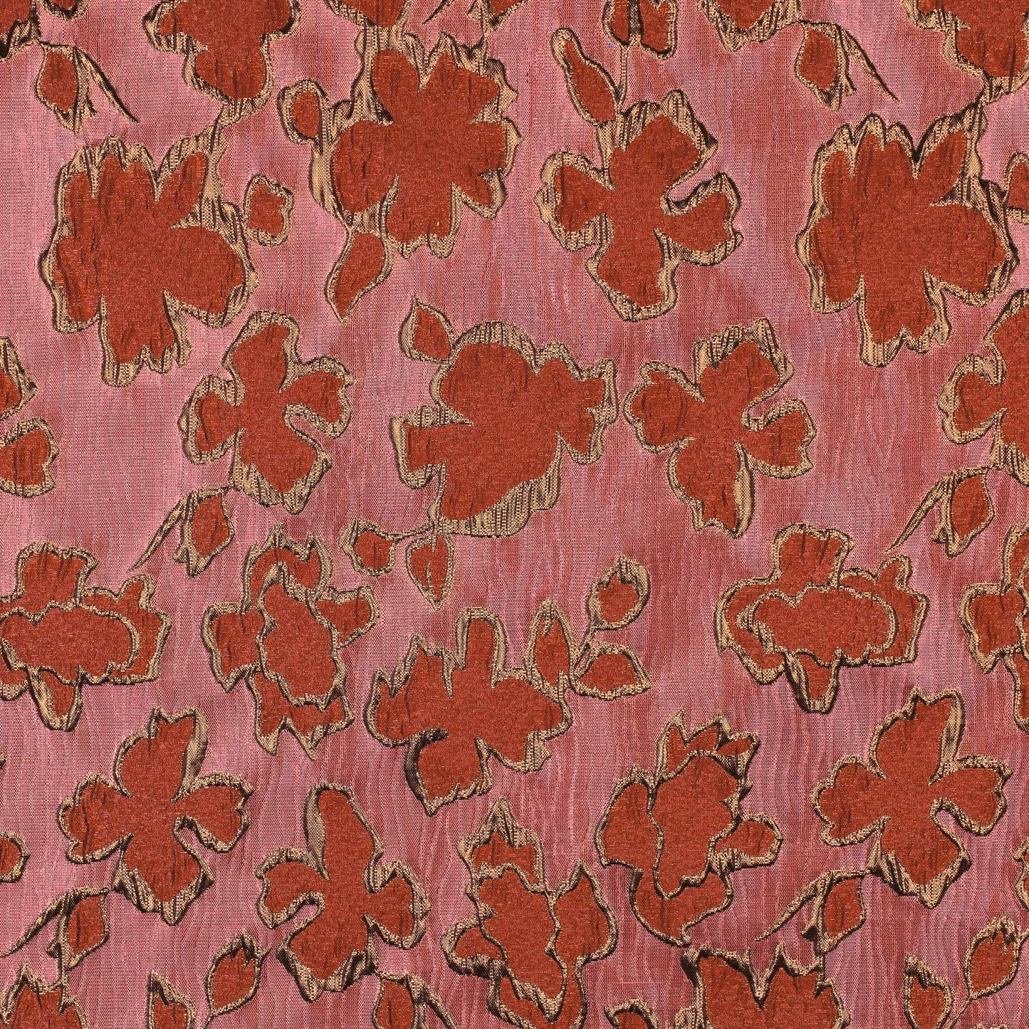 Jacquard glans roze met bloemen - Poppy