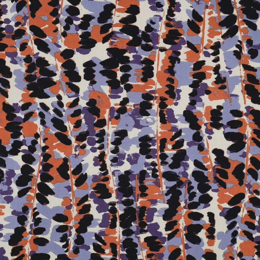 Katoen viscose abstract paars - Poppy