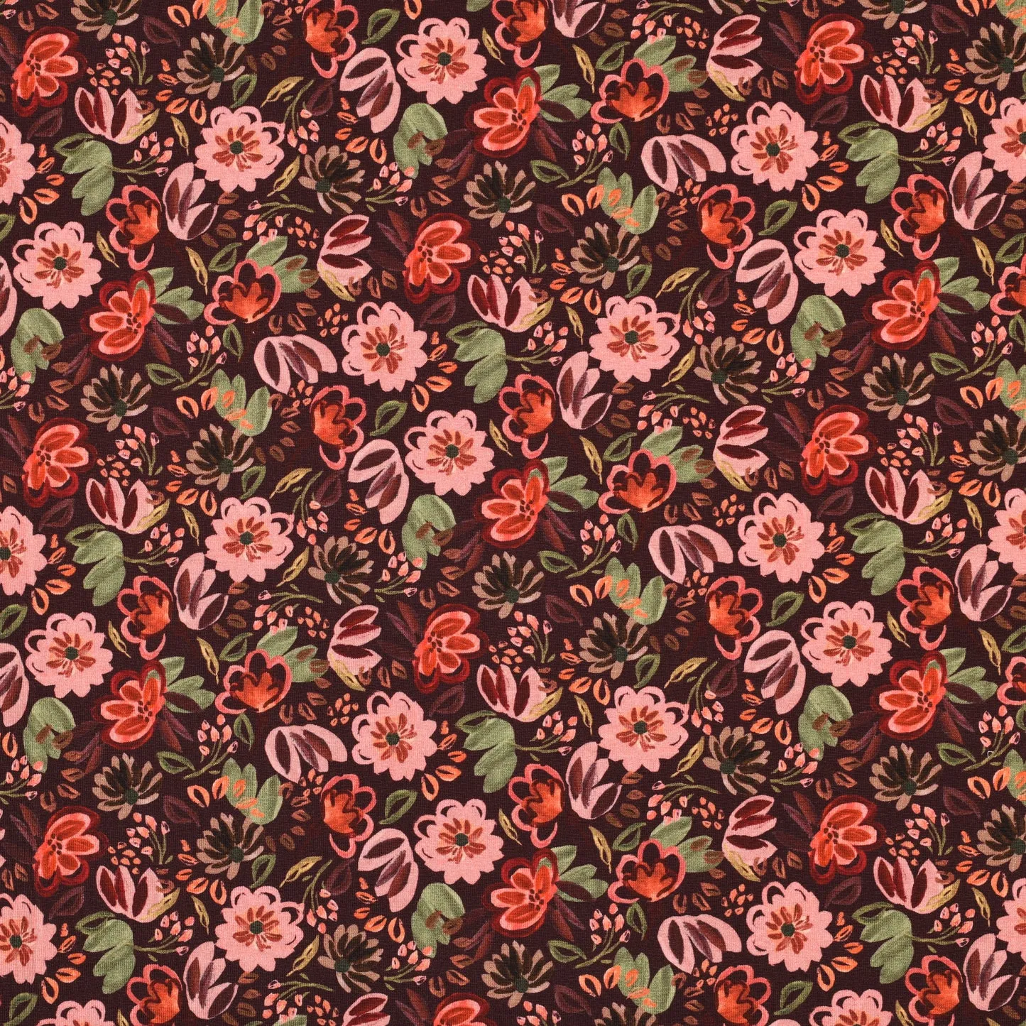Tricot burgundy met bloemen - Poppy